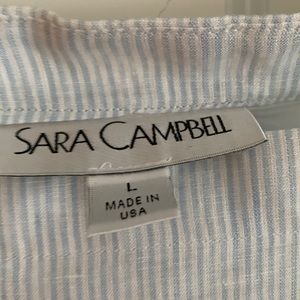 Sara Campbell pale blue & white pinstripe shift dress